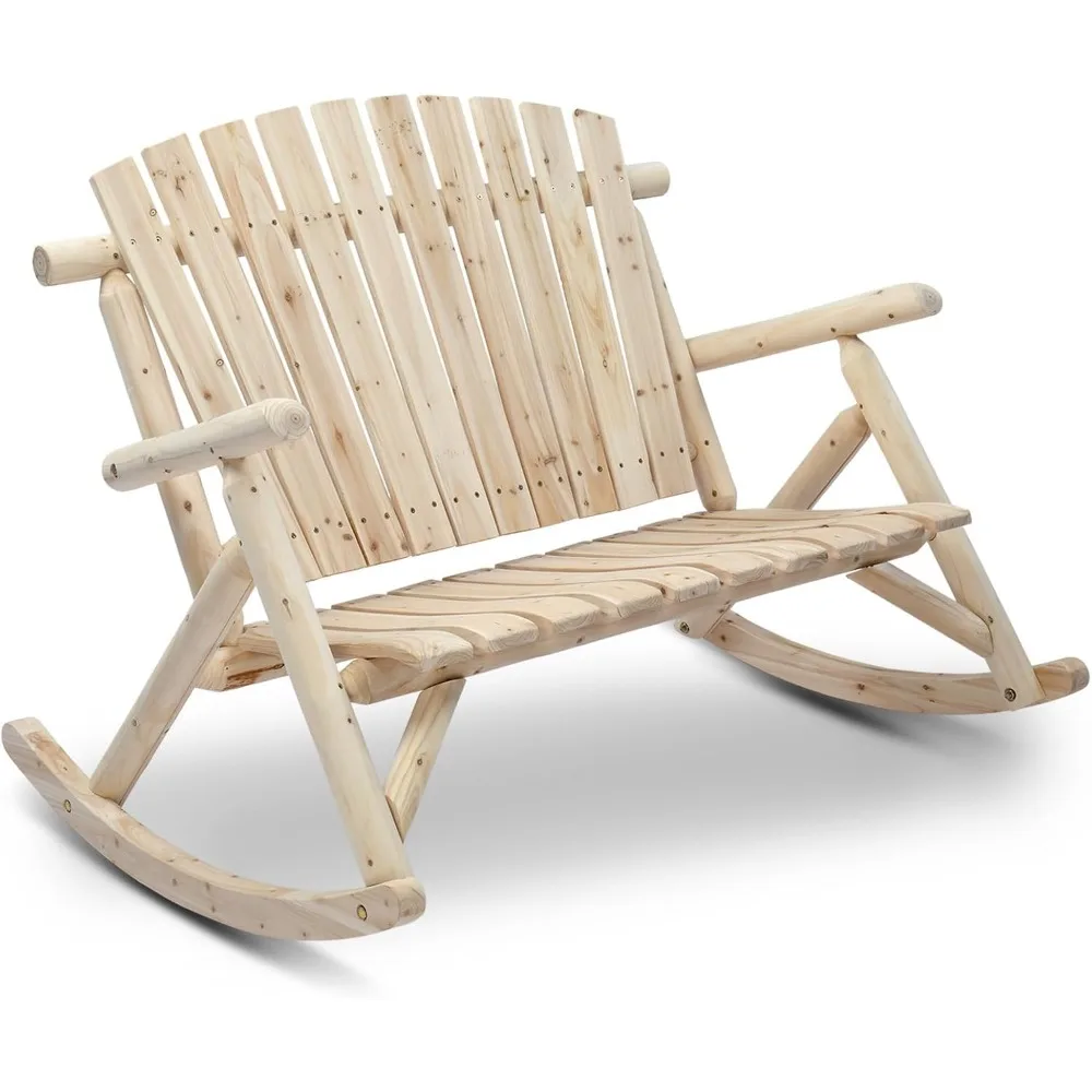 2-Person Wood Rocking Chair, Fir Log Adirondack Rocker, Outdoor Wood Accent Furniture Lounge Chairs with Wide Curved Sea
2-Person Wood Rocking Chair, Fir Log Adirondack Rocker, Outdoor Wood Accent Furniture Lounge Chairs with Wide Curved Sea
