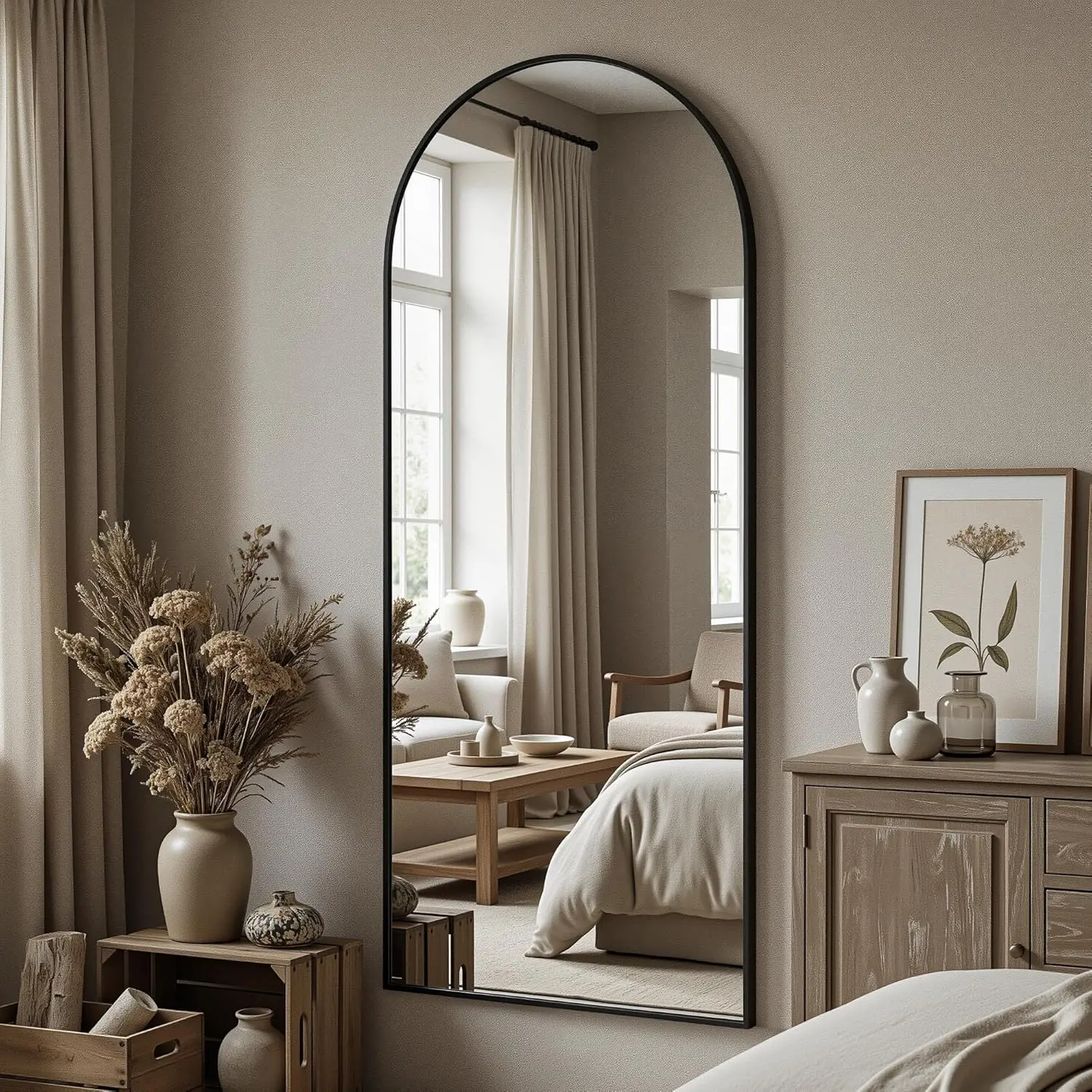 Full-Length Arched Floor Mirror, Freestanding or Wall-Mounted with Stand, Aluminum Frame for Bedroom Living Room, 58"x21", Black
Full-Length Arched Floor Mirror, Freestanding or Wall-Mounted with Stand, Aluminum Frame for Bedroom Living Room, 58"x21", Black