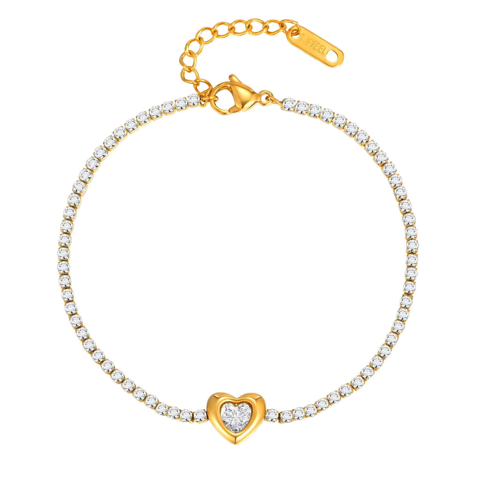 Exquisite Cubic Zirconia Heart Bracelet Bangle for Women, Stainless Steel Handmade Waterproof Wrist Jewelry
Exquisite Cubic Zirconia Heart Bracelet Bangle for Women, Stainless Steel Handmade Waterproof Wrist Jewelry
