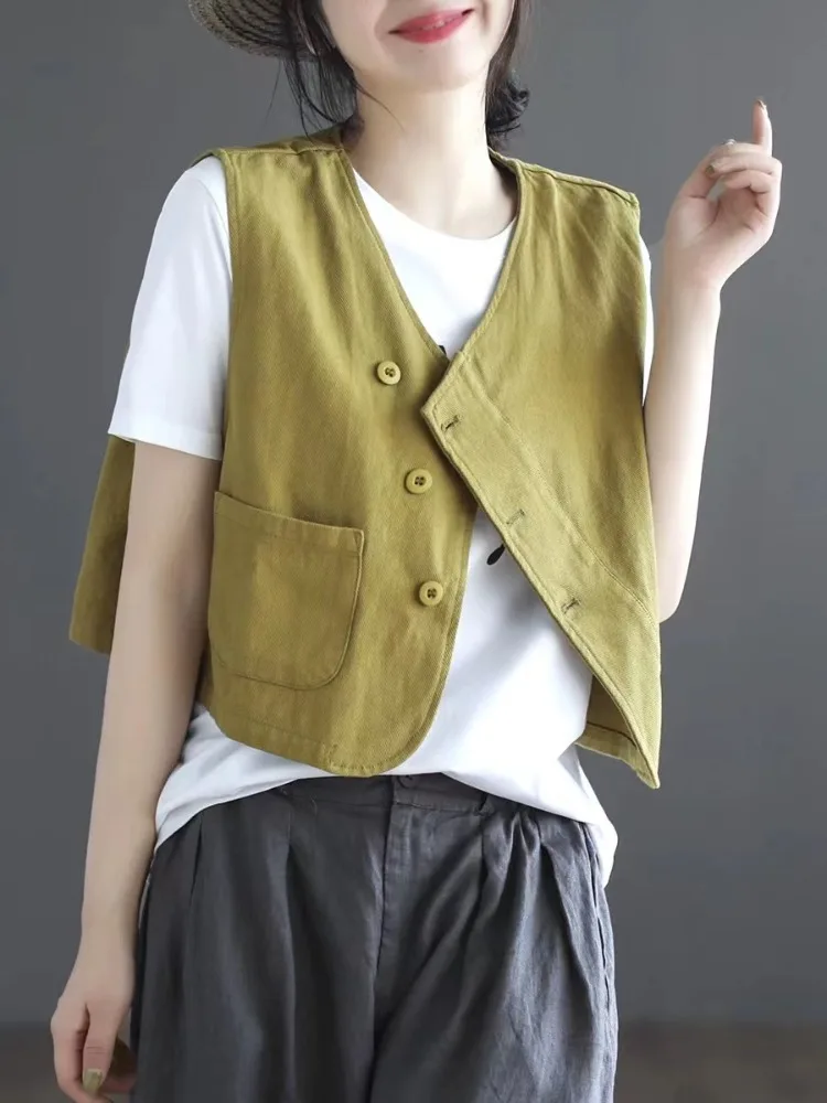 Повседневный хлопковый жилет ort Svel Jaet, женский весенне-летний свободный универсальный утягивающий многослойный топ, модный универсальный вариант
Повседневный хлопковый жилет ort Svel Jaet, женский весенне-летний свободный универсальный утягивающий многослойный топ, модный универсальный вариант