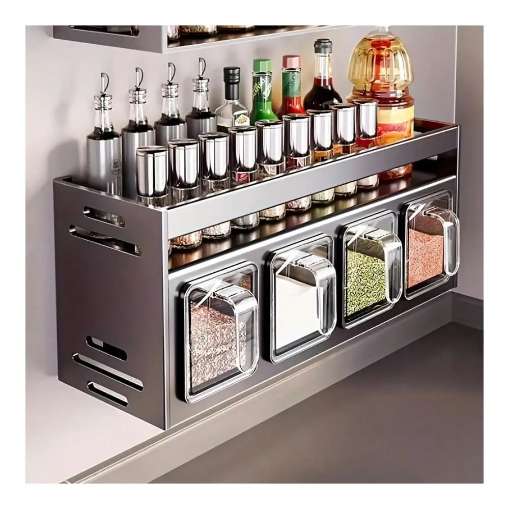 WallMounted Spice Rack Storage Organizer Made Of Aluminum Magnesium Alloy, RustProof, No Charging Required, DrillFree Installat
WallMounted Spice Rack Storage Organizer Made Of Aluminum Magnesium Alloy, RustProof, No Charging Required, DrillFree Installat