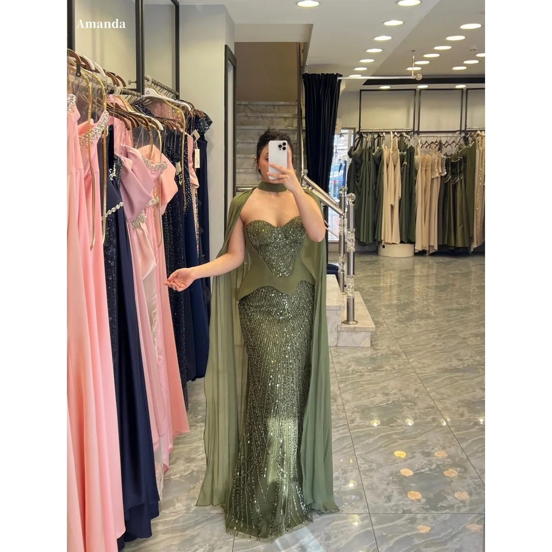 Amanda Customized Beading Mermaid Prom Dress Shawl vestidos de noche Sleeveless Floor-Length Strapless Backless Formal Evening
Amanda Customized Beading Mermaid Prom Dress Shawl vestidos de noche Sleeveless Floor-Length Strapless Backless Formal Evening