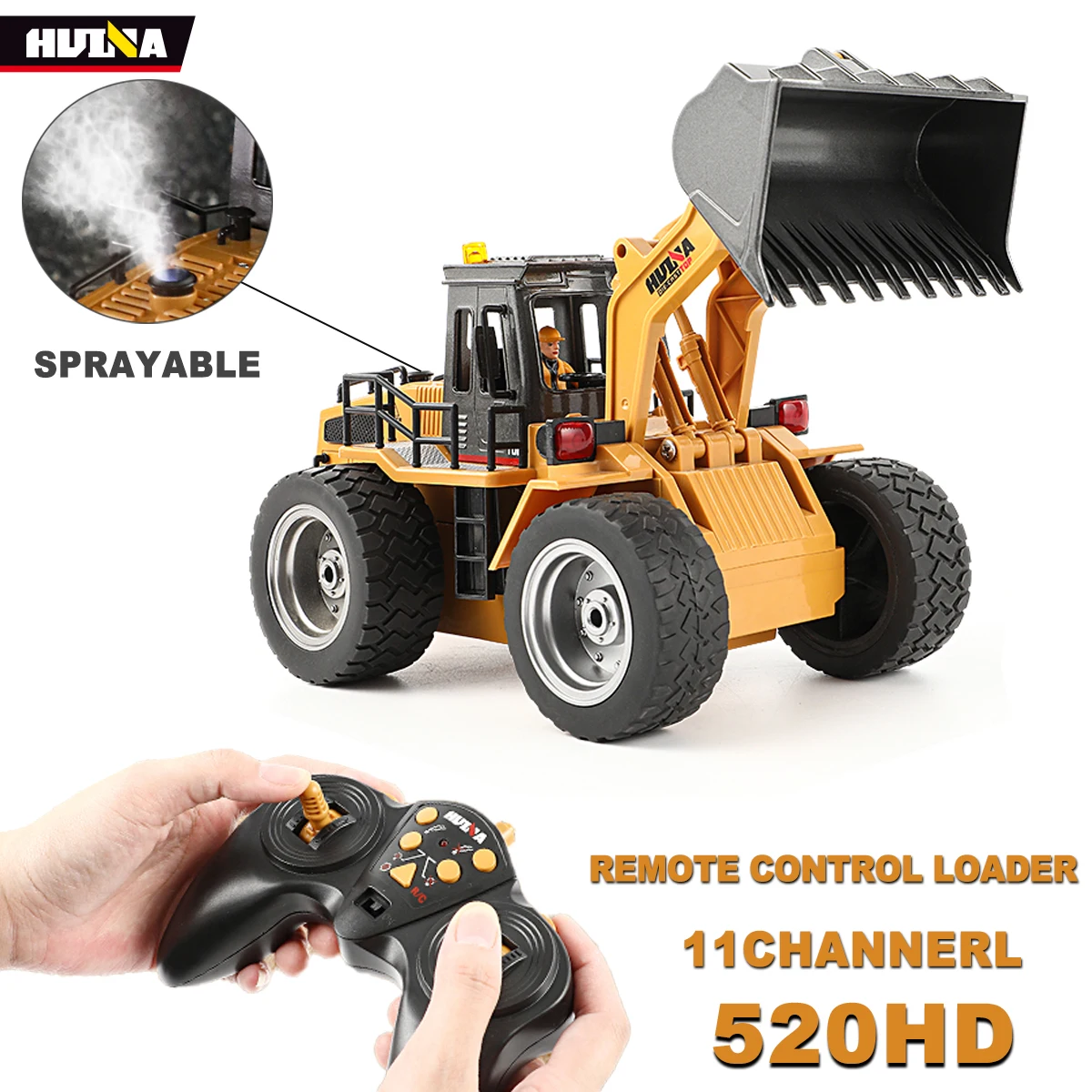 HUINA 1/18 RC Loader 520HD 11CH Remote Control Metal Bulldozer 2.4G Engineering Vehicle Sprayable with LED Lights Sound Model
HUINA 1/18 RC Loader 520HD 11CH Remote Control Metal Bulldozer 2.4G Engineering Vehicle Sprayable with LED Lights Sound Model