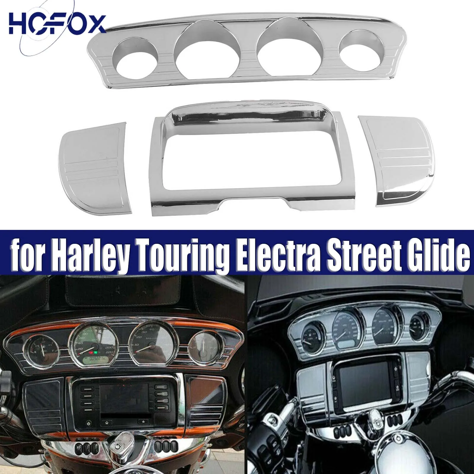 Chrome Tri Line Gauge Stereo Accent Set for Harley Touring Electra Street Glide
Chrome Tri Line Gauge Stereo Accent Set for Harley Touring Electra Street Glide