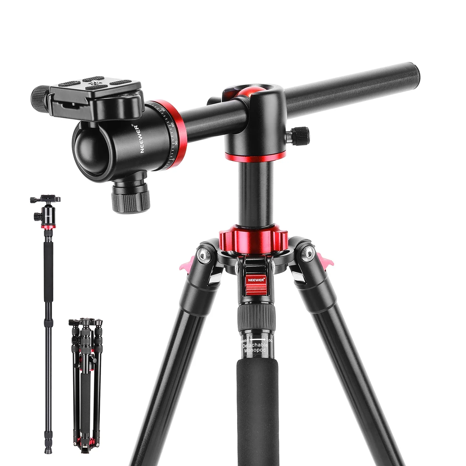 NEEWER Camera Tripod Monopod With Center Column And Ball Head Aluminum, Arca Type QR Plate, Bag, Horizontal Tripod Overhead
NEEWER Camera Tripod Monopod With Center Column And Ball Head Aluminum, Arca Type QR Plate, Bag, Horizontal Tripod Overhead