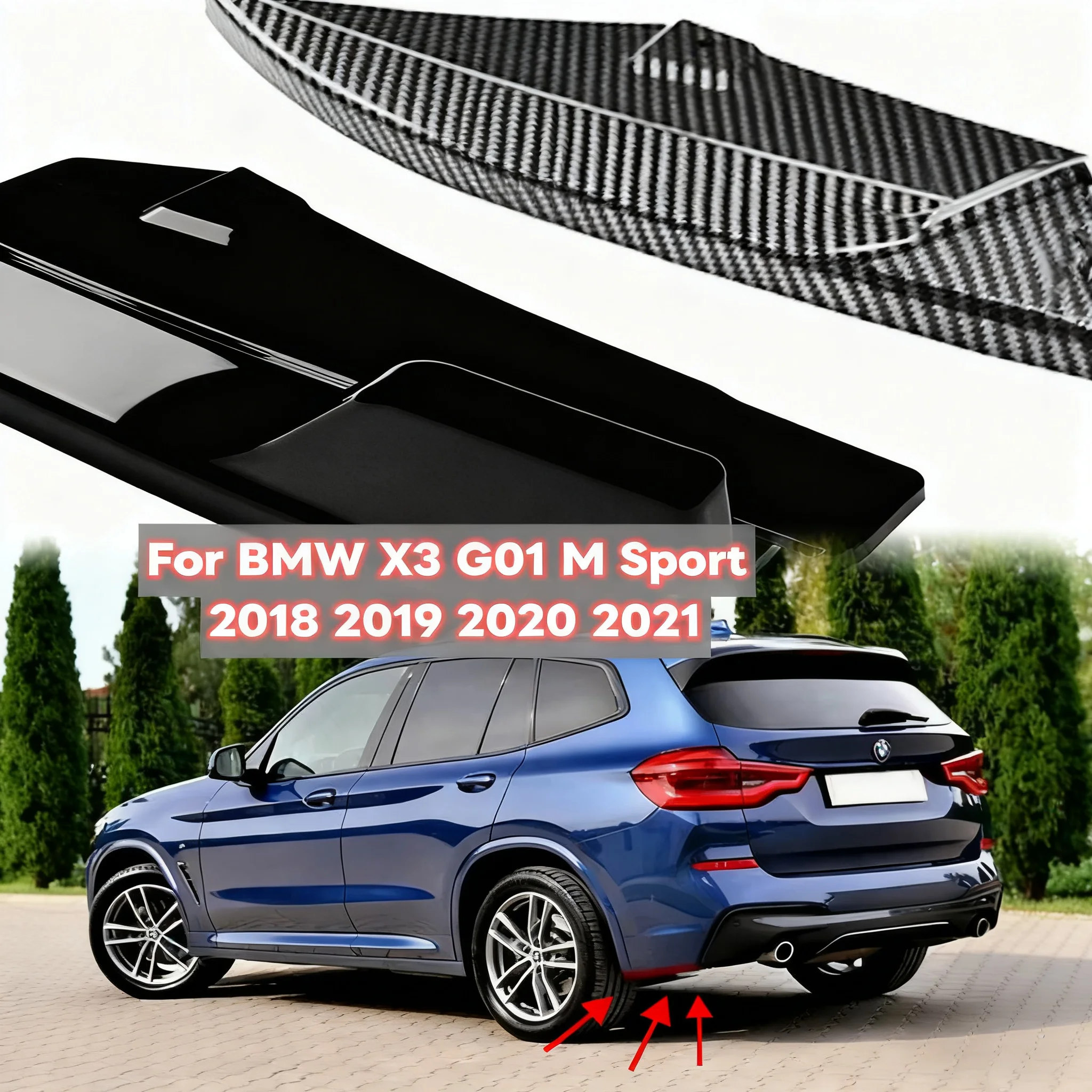For BMW X3 G01 M Sport 2018-2021 Car Rear Bumper Side Spoiler Lip Splitter Canards Side Skirt Body Kits Car Accessories Exterior
For BMW X3 G01 M Sport 2018-2021 Car Rear Bumper Side Spoiler Lip Splitter Canards Side Skirt Body Kits Car Accessories Exterior