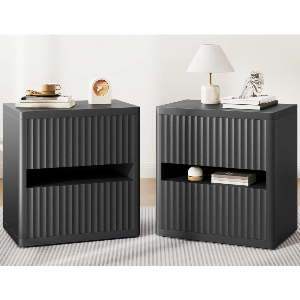 Fluted Nightstand with 2 Drawers, Large Wide Wood Night Stand Bedside Tables for Bedroom, Mid-Century Modern Storage Bed Side T
Fluted Nightstand with 2 Drawers, Large Wide Wood Night Stand Bedside Tables for Bedroom, Mid-Century Modern Storage Bed Side T
