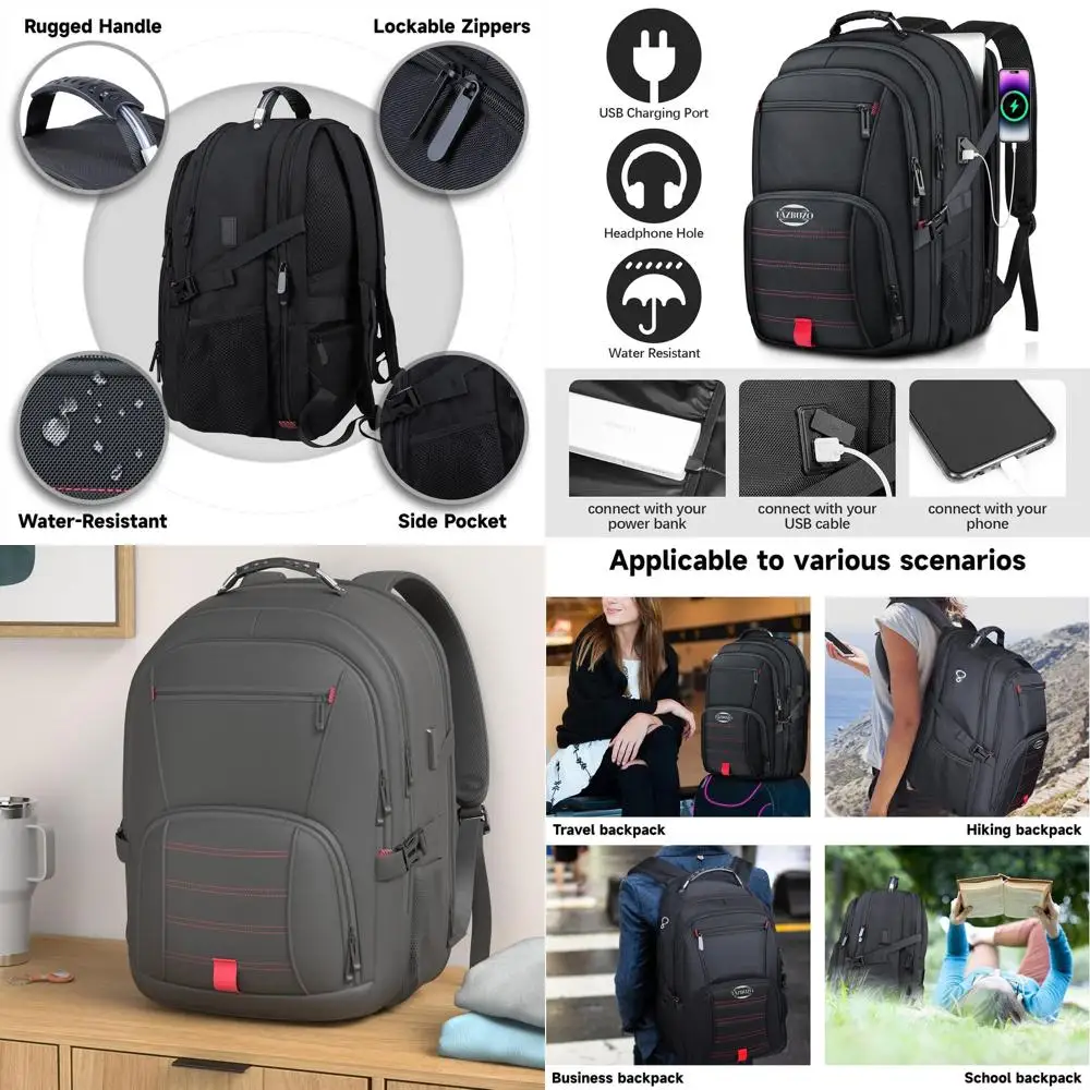 Large 50L Waterproof Laptop Backpack with USB Port, TSA Approved for 17 Laptops, Great for Men, Work, School, and Travel
Large 50L Waterproof Laptop Backpack with USB Port, TSA Approved for 17 Laptops, Great for Men, Work, School, and Travel