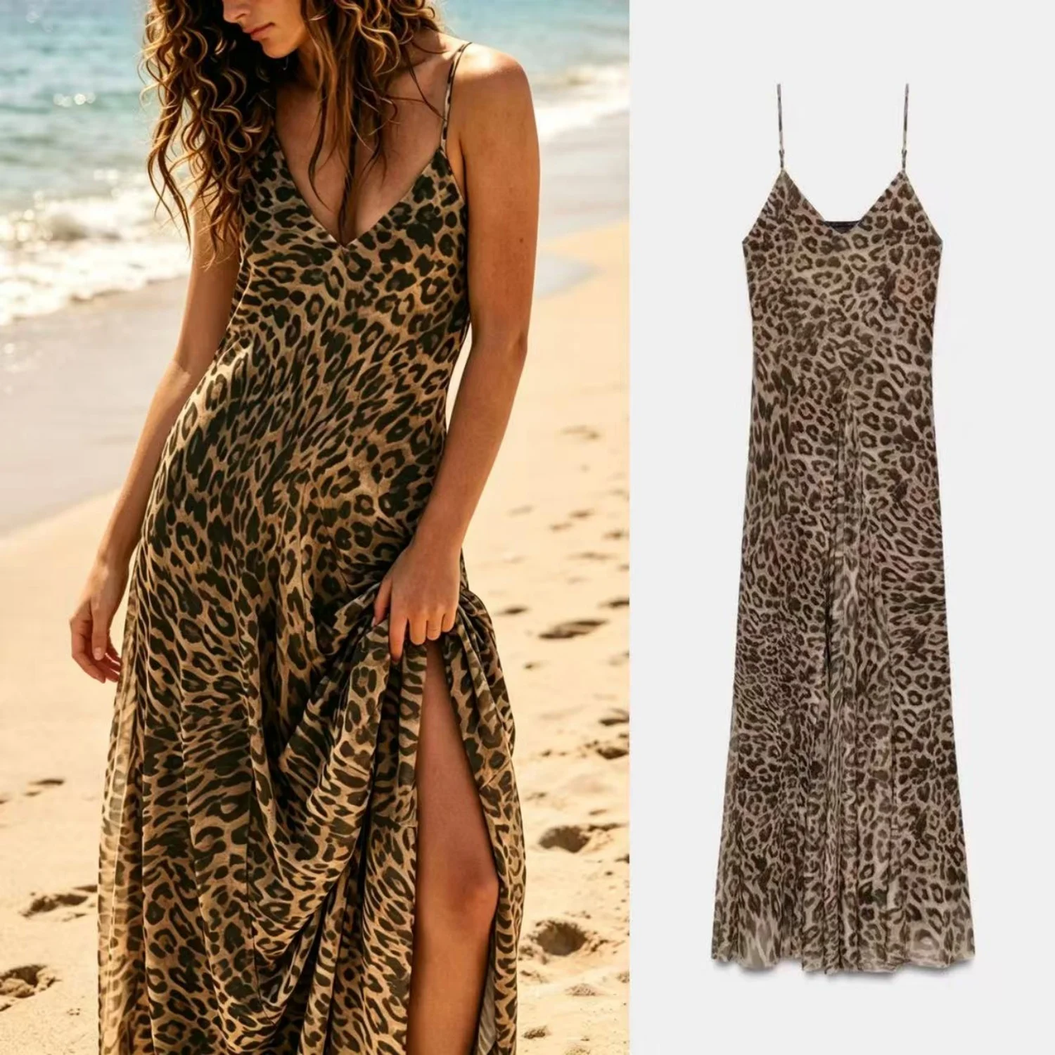 2026 Summer New Arrival Women's V-neck Animal Print Silk Net Dress, Spaghetti Straps, Slimming, Waist-Cinching Long Dress
2026 Summer New Arrival Women's V-neck Animal Print Silk Net Dress, Spaghetti Straps, Slimming, Waist-Cinching Long Dress