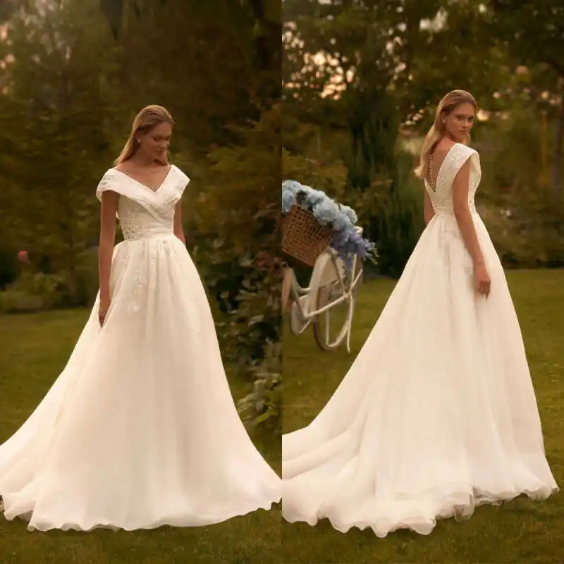 Charming Pearls Sequin Applique Bridal Gown Cape Sleeve V-Neck A-Line Sweep Train Wedding Dress Vestido De Novia Customized
Charming Pearls Sequin Applique Bridal Gown Cape Sleeve V-Neck A-Line Sweep Train Wedding Dress Vestido De Novia Customized