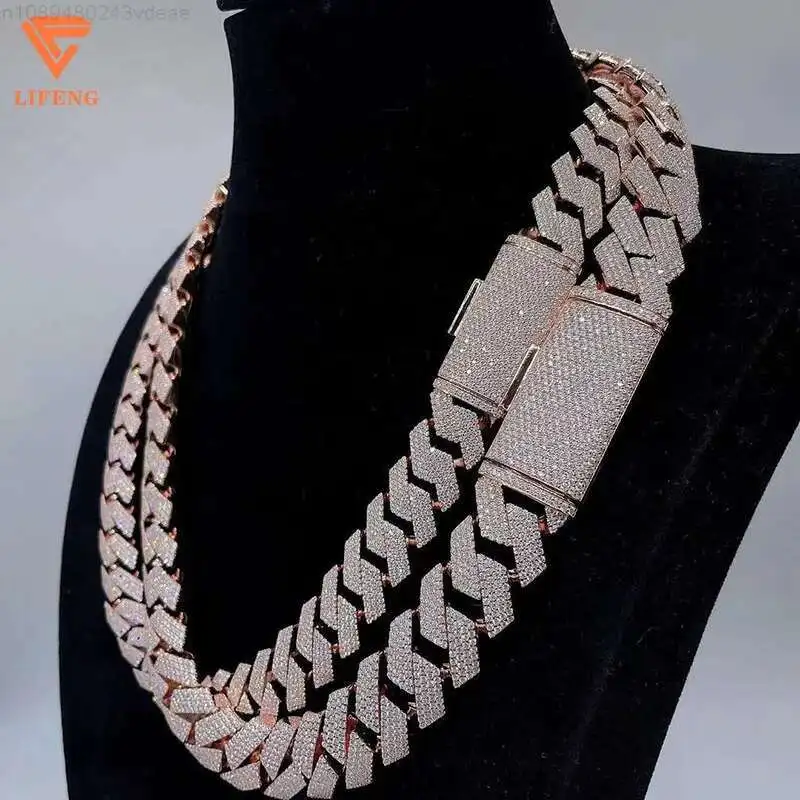 Hip Hop Miami 20mm Cuban Link Chain 925 Sterling Silver VVS Moissanite Diamond Cuban Rose Gold Plated Cuban Chain Necklace 
Hip Hop Miami 20mm Cuban Link Chain 925 Sterling Silver VVS Moissanite Diamond Cuban Rose Gold Plated Cuban Chain Necklace