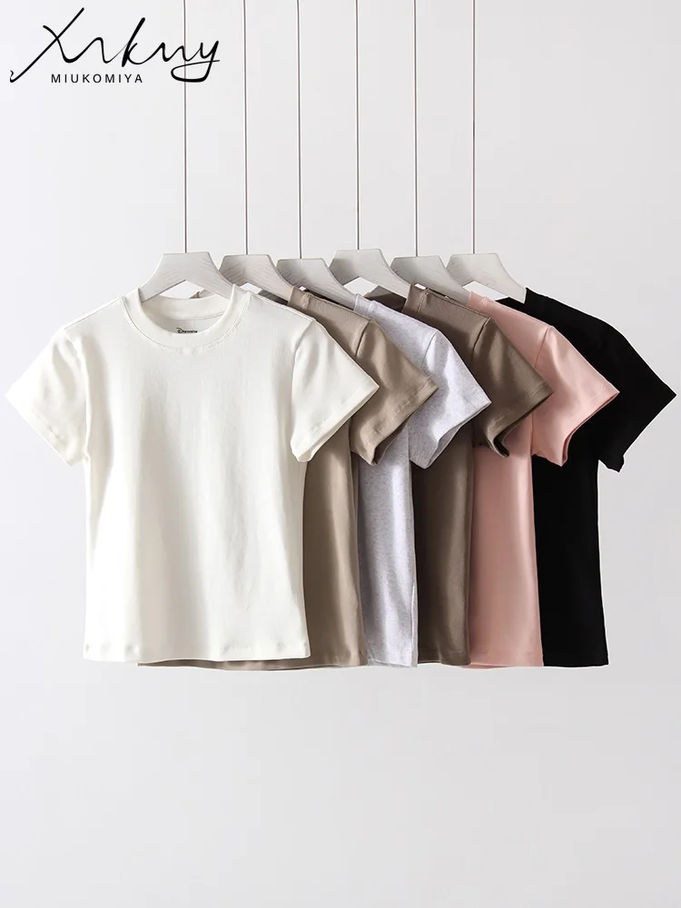 MiuKoMiYa White Slim Fit T Shirts Summer Cropped Tops O Neck Basic Tees Elastic Pink Cotton T Shirts For Women Short Sleeve
MiuKoMiYa White Slim Fit T Shirts Summer Cropped Tops O Neck Basic Tees Elastic Pink Cotton T Shirts For Women Short Sleeve