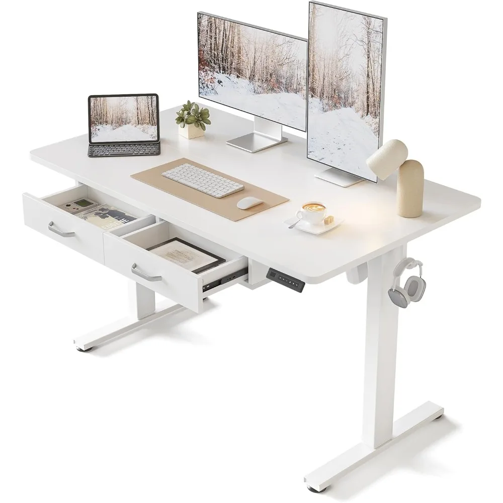 with Double Wooden Drawers, Adjustable Height Electric Standing Desk, Stand Up Home Office Desk with Splice Tabletop
with Double Wooden Drawers, Adjustable Height Electric Standing Desk, Stand Up Home Office Desk with Splice Tabletop