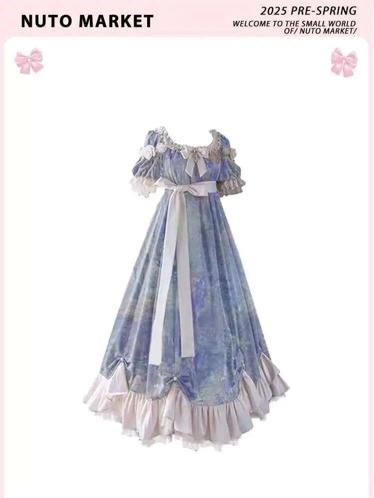Oil Painting Skirt Womens fashion Delicate Heavy Industry Advanced Feeling Lace Montage Bow Long Skirt Carnival Cos Cosplay
Oil Painting Skirt Womens fashion Delicate Heavy Industry Advanced Feeling Lace Montage Bow Long Skirt Carnival Cos Cosplay