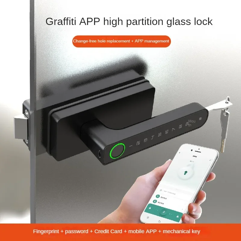Graffiti Blue Raven Electronic Password One Grip Fingerprint Handle Lock High Partition Glass Door Intelligent Lock
Graffiti Blue Raven Electronic Password One Grip Fingerprint Handle Lock High Partition Glass Door Intelligent Lock
