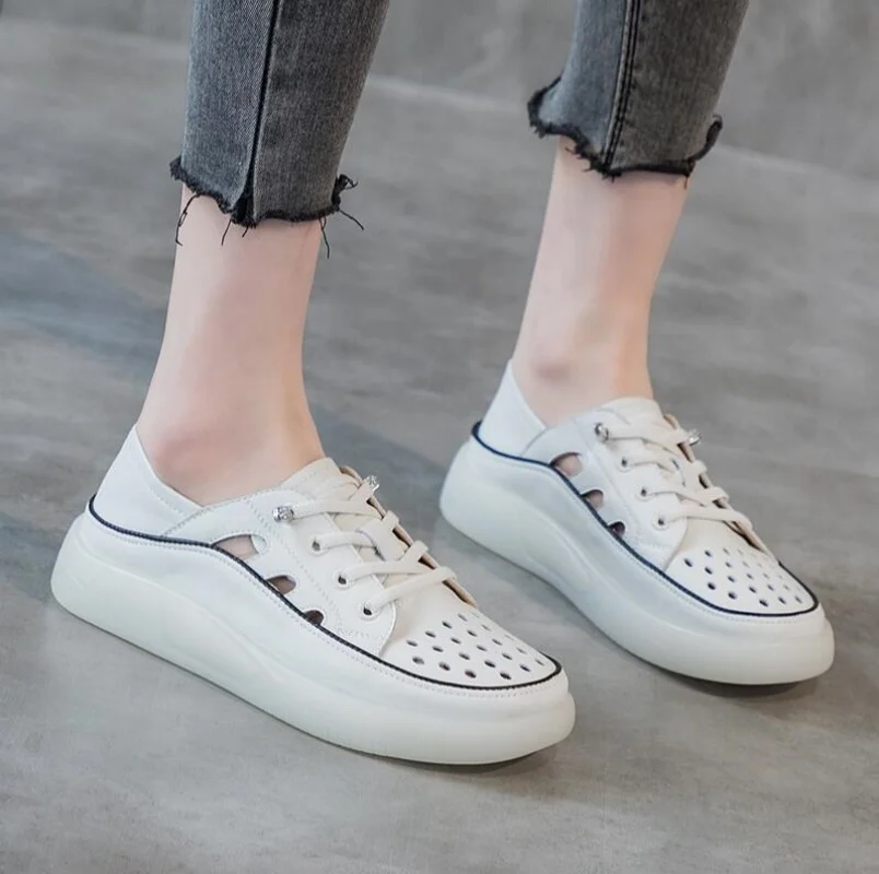 Women Loafers Ladies Genuine Leather Large Size Summer Hollow Lace-up White Shoes Women Fashion Casual Soft Sole Flat Shoes
Women Loafers Ladies Genuine Leather Large Size Summer Hollow Lace-up White Shoes Women Fashion Casual Soft Sole Flat Shoes