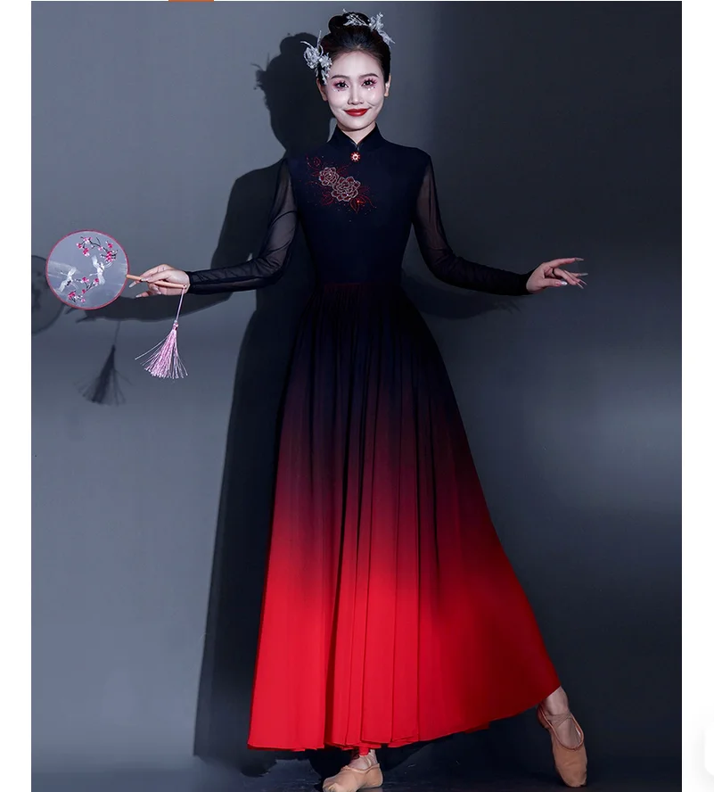 Gradient Opening Dance Floor Skirt Performance Costume Ethnic Modern Dance Dress
Gradient Opening Dance Floor Skirt Performance Costume Ethnic Modern Dance Dress