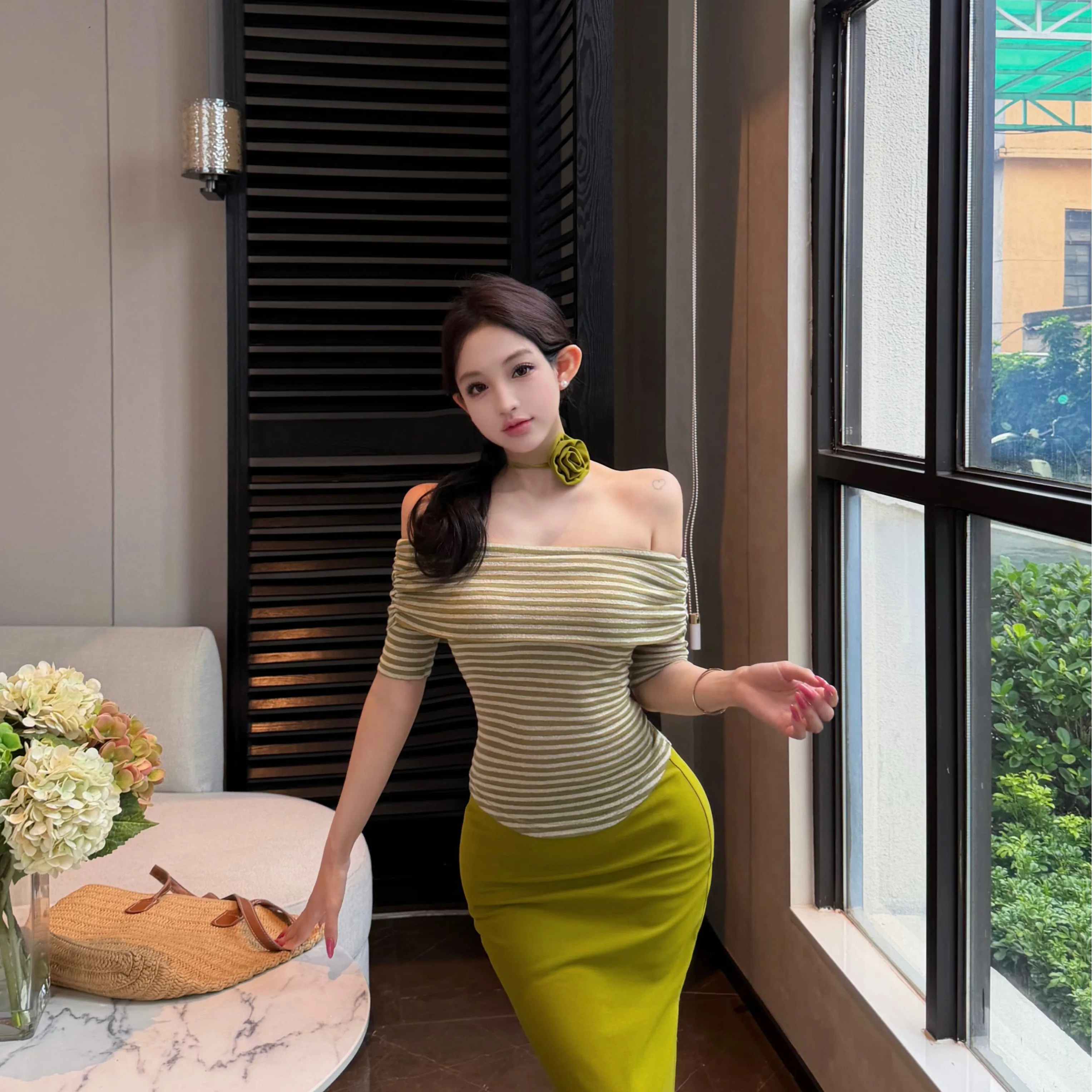 Summer 2026 Women's Slim Fit Striped T-Shirt And High Waist Skirt Set Fashionable One Shoulder Design mid Thickening Short Sl...
Summer 2026 Women's Slim Fit Striped T-Shirt And High Waist Skirt Set Fashionable One Shoulder Design mid Thickening Short Sl...