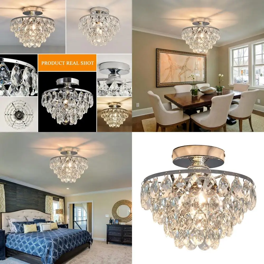 Chrome Small Crystal Semi-Flush Mount Chandelier for Hallway, Bedroom, Bathroom, and Foyer
Chrome Small Crystal Semi-Flush Mount Chandelier for Hallway, Bedroom, Bathroom, and Foyer