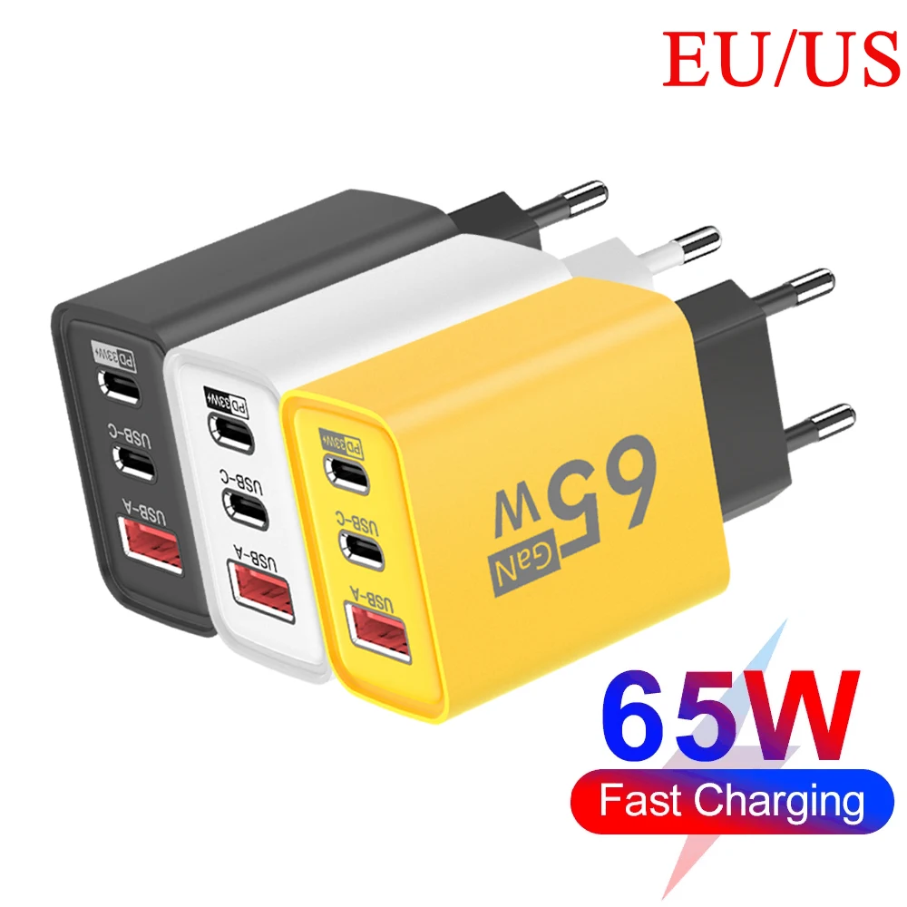 3 Ports 65W USB GaN Charger PD 33W Fast Charging Mobile Phone Adapter Quick Charger 3.0 Adapter For iPhone Xiaomi Samsung Huawei 
3 Ports 65W USB GaN Charger PD 33W Fast Charging Mobile Phone Adapter Quick Charger 3.0 Adapter For iPhone Xiaomi Samsung Huawei