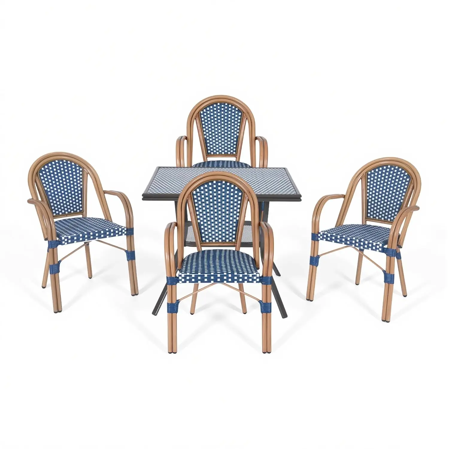 5 Piece Patio Dining Set All-Weather Wicker Square Table & 4 Chairs w/ Armrests & Metal Frame for Backyard Balcony, Custom
5 Piece Patio Dining Set All-Weather Wicker Square Table & 4 Chairs w/ Armrests & Metal Frame for Backyard Balcony, Custom