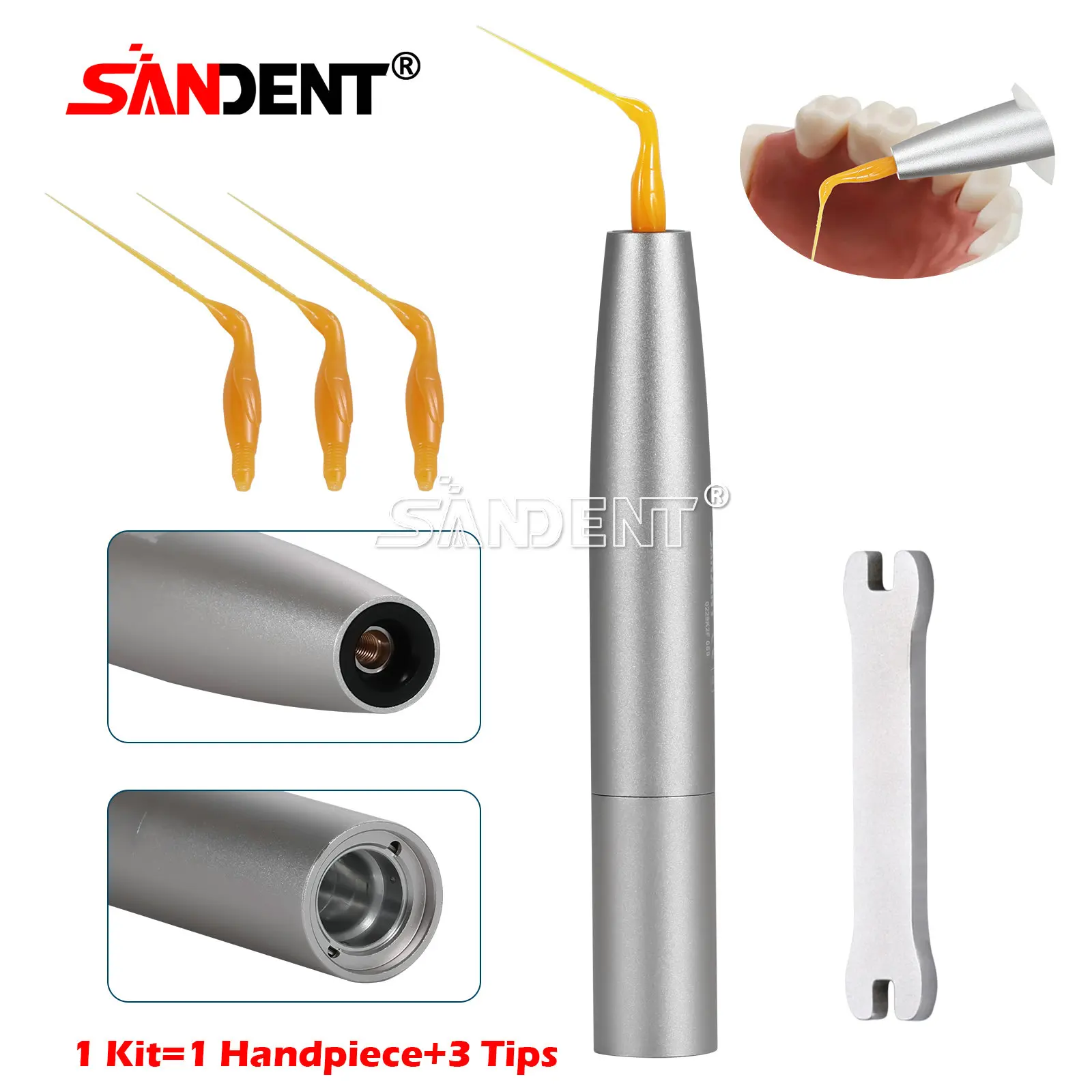 SANDENT Dental Air Scaler Handpiece Sonic Powered Endo Irrigation Scaling Handpiece 3 Tips For KAVO MULTIflex Coupler
SANDENT Dental Air Scaler Handpiece Sonic Powered Endo Irrigation Scaling Handpiece 3 Tips For KAVO MULTIflex Coupler