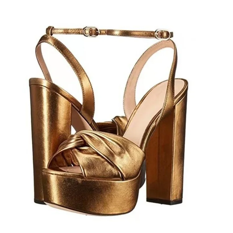 Brown Metallic Leather Knot Chunky Heels Sandals Ankle Strap High Platform Open Toe Summer Party Shoes Women Square Heels Shoes
Brown Metallic Leather Knot Chunky Heels Sandals Ankle Strap High Platform Open Toe Summer Party Shoes Women Square Heels Shoes