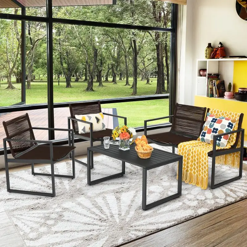 4 Pieces Patio Furniture Conversation Set with Sofa Loveseat
4 Pieces Patio Furniture Conversation Set with Sofa Loveseat