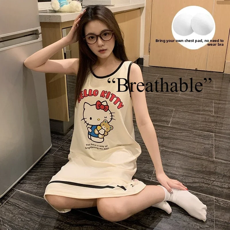 Ночная рубашка Hello Kitty в желтую полоску — милая повседневная женская одежда для сна
Ночная рубашка Hello Kitty в желтую полоску — милая повседневная женская одежда для сна