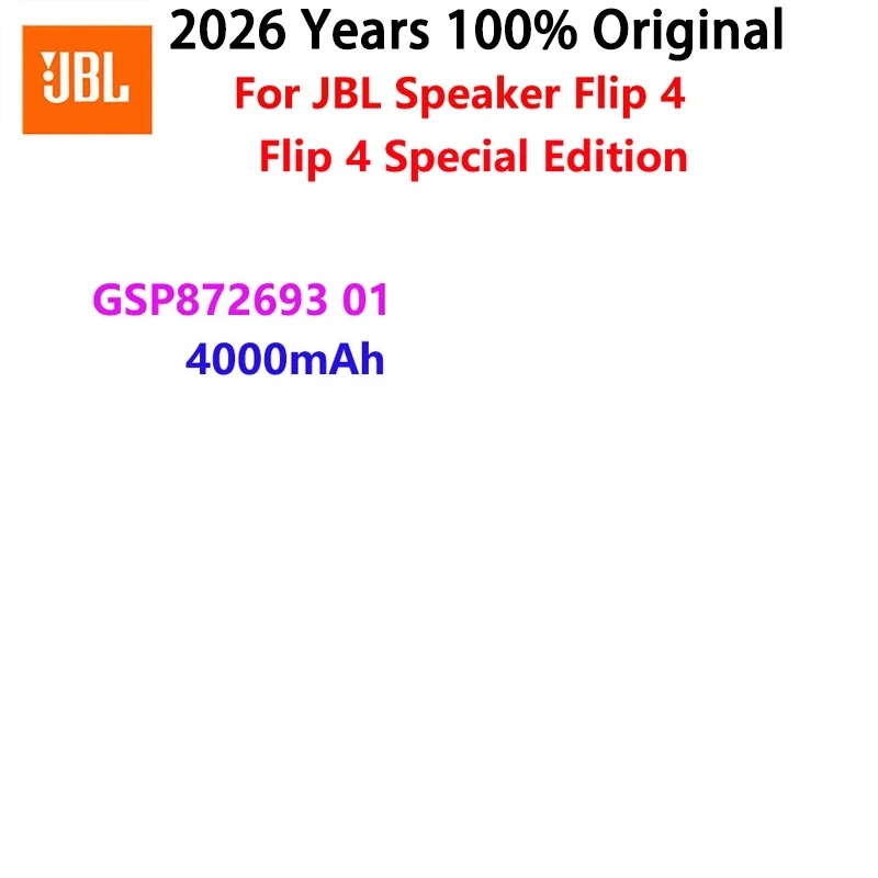 New 3.7V 4000mAh Battery GSP872693 01 Rechargeable Battery Pack for JBL Speaker Flip 4, Flip 4 Special Edition Batteries Bateria
New 3.7V 4000mAh Battery GSP872693 01 Rechargeable Battery Pack for JBL Speaker Flip 4, Flip 4 Special Edition Batteries Bateria