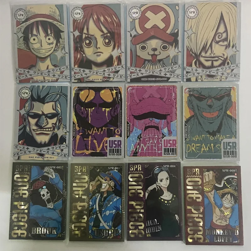 Anime One Piece SPR USR Cards Luffy Zoro Usopp Sanji Franky Nami Robin Collection Cards Christmas Birthday Gifts Children's Toys
Anime One Piece SPR USR Cards Luffy Zoro Usopp Sanji Franky Nami Robin Collection Cards Christmas Birthday Gifts Children's Toys