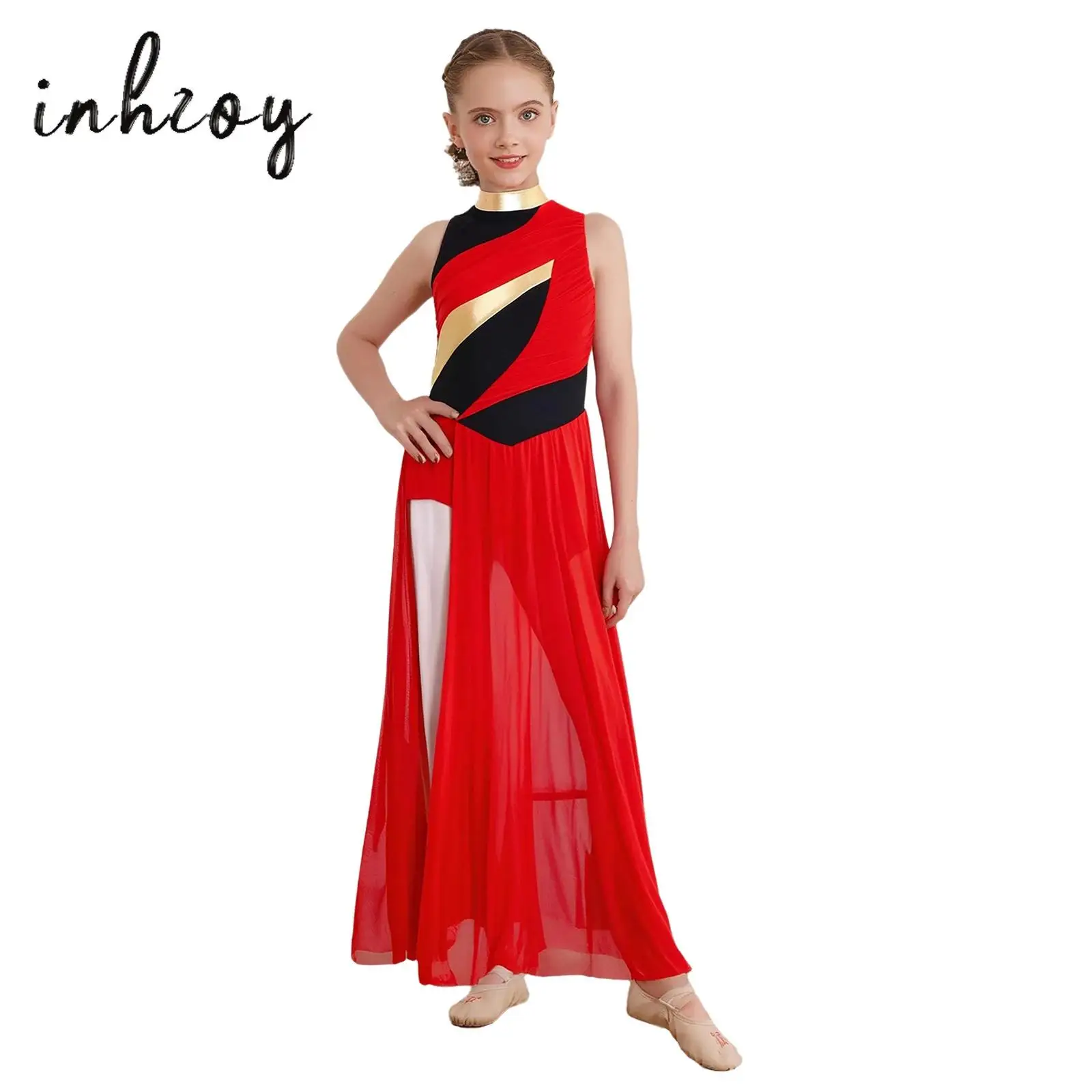 Kids Girls Contemporary Modern Dance Dress Sleeveless Ruched Mesh Overlay Bodice Split Color Block Lyrical Dance Leotard Dress
Kids Girls Contemporary Modern Dance Dress Sleeveless Ruched Mesh Overlay Bodice Split Color Block Lyrical Dance Leotard Dress