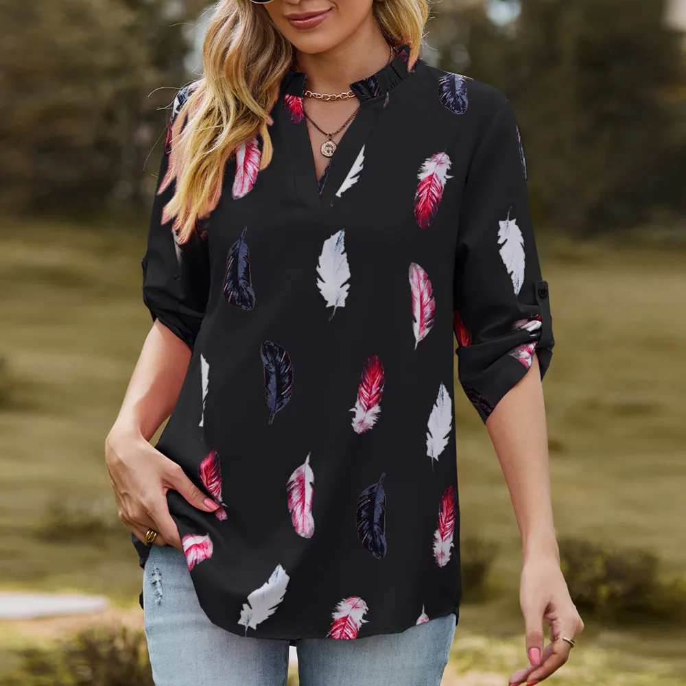 Fashion Woman Blouse Shirts for Women Top Half Sleeve Feather Pink Red Green Navy Black White Female Tops Women's Clothing
Fashion Woman Blouse Shirts for Women Top Half Sleeve Feather Pink Red Green Navy Black White Female Tops Women's Clothing