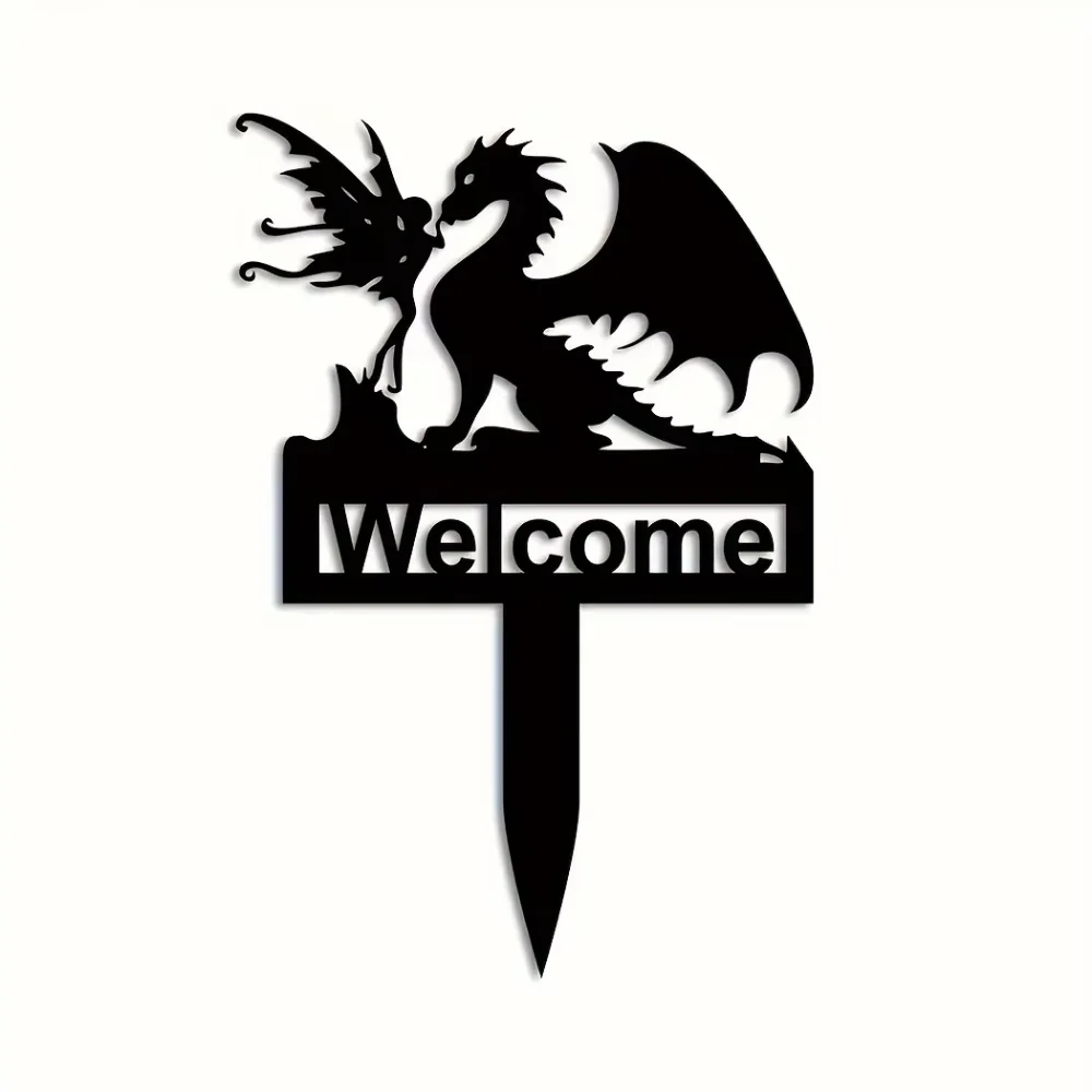 Distinctive Handmade Dragon Garden Sign. Custom Metal, Dragon - Fairy Elements. Ideal for Courtyard Gardens.
Distinctive Handmade Dragon Garden Sign. Custom Metal, Dragon - Fairy Elements. Ideal for Courtyard Gardens.
