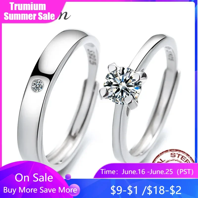 Trumium 925 Sterling Silver Couple Ring Dazzling Zircon Adjustable Lover Finger Rings Engagement Wedding Bands Anniversary gift
Trumium 925 Sterling Silver Couple Ring Dazzling Zircon Adjustable Lover Finger Rings Engagement Wedding Bands Anniversary gift