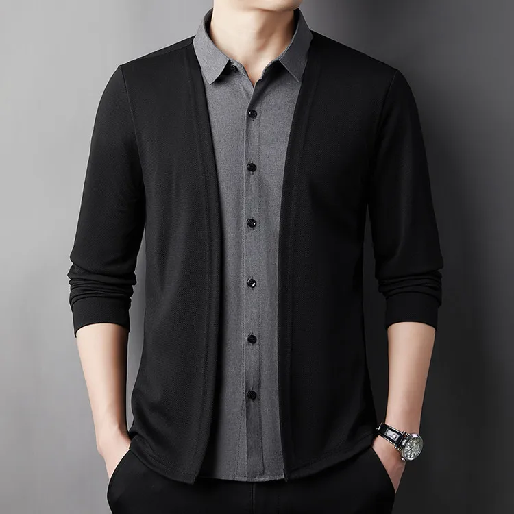 Fake Two Shirts Men's Loose Long Sleeves Lapels Shirt Casual Clothes
Fake Two Shirts Men's Loose Long Sleeves Lapels Shirt Casual Clothes