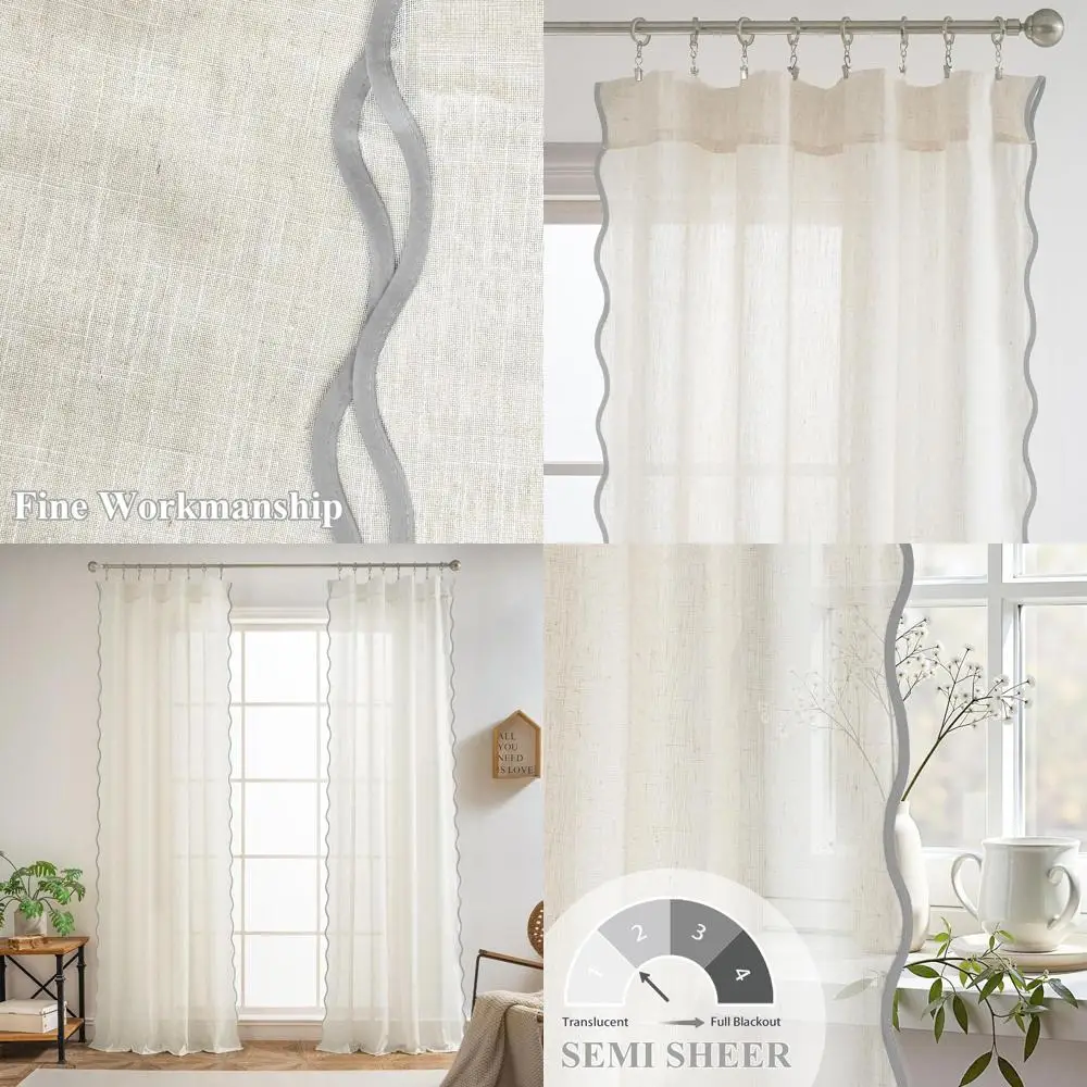 Gray Linen Scalloped Curtains, 2-Piece Set, 52W x 96L, Semi-Sheer, Rod Pocket, Ideal for Coastal Living & Bedrooms
Gray Linen Scalloped Curtains, 2-Piece Set, 52W x 96L, Semi-Sheer, Rod Pocket, Ideal for Coastal Living & Bedrooms