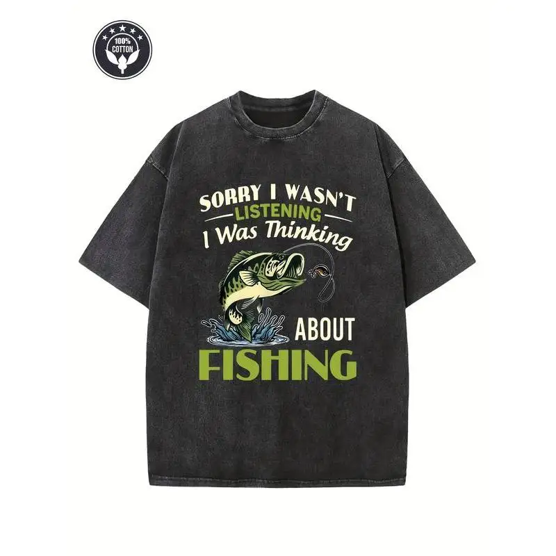 Funny Fishing T-Shirt Unisex Washed Retro "Thinking About Fishing" Graphic Tee Fisherman Humor Cotton Top Gift
Funny Fishing T-Shirt Unisex Washed Retro "Thinking About Fishing" Graphic Tee Fisherman Humor Cotton Top Gift