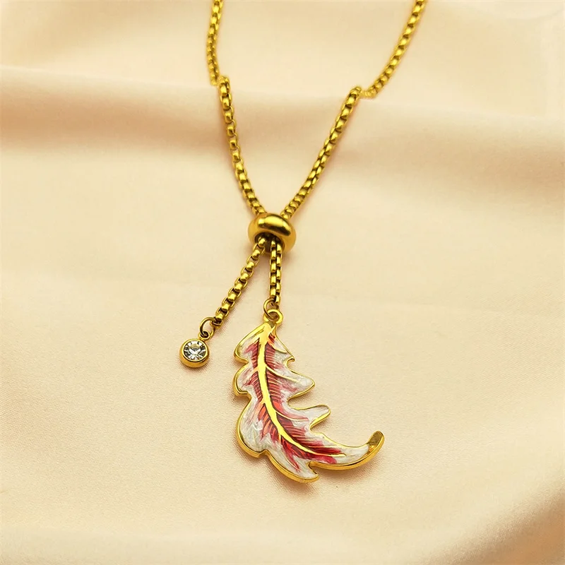 Aesthetic Feather Long Sweater Chain Pendant Necklace for Women Girls Stainless Steel Enamel Colorful Boho Chain Jewelry ZZZ392
Aesthetic Feather Long Sweater Chain Pendant Necklace for Women Girls Stainless Steel Enamel Colorful Boho Chain Jewelry ZZZ392