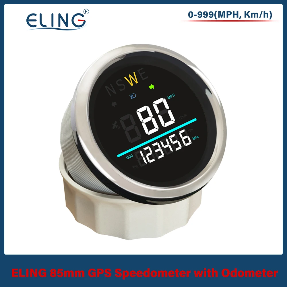 ELING 85mm Digital GPS Speedometer 0-999 (MPH, km/h) Odometer with Backlight GPS Antenna for Car Motorcycle Yachts 9-32V
ELING 85mm Digital GPS Speedometer 0-999 (MPH, km/h) Odometer with Backlight GPS Antenna for Car Motorcycle Yachts 9-32V