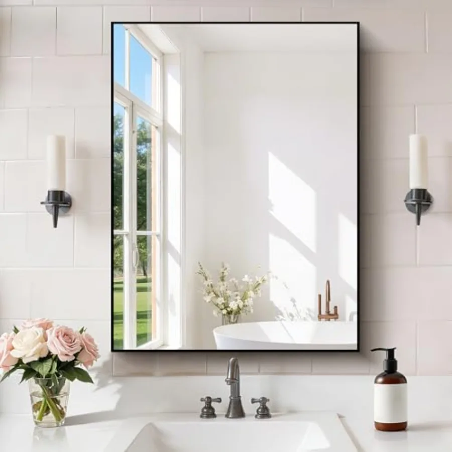 Bathroom Mirror for Wall, 24x32 Inch Rectangle Mirror with Metal Frame, Modern Vanity Mirrors for Bathroom Living Room, Entrywa
Bathroom Mirror for Wall, 24x32 Inch Rectangle Mirror with Metal Frame, Modern Vanity Mirrors for Bathroom Living Room, Entrywa
