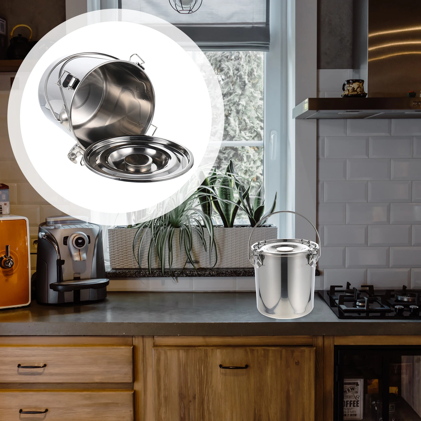 Герметичное ведро из нержавеющей стали для кухни для чая, кофейных зерен, хлопьев для домашнего использования, полированный контейнер для жира, канистра для еды, кухня
Герметичное ведро из нержавеющей стали для кухни для чая, кофейных зерен, хлопьев для домашнего использования, полированный контейнер для жира, канистра для еды, кухня