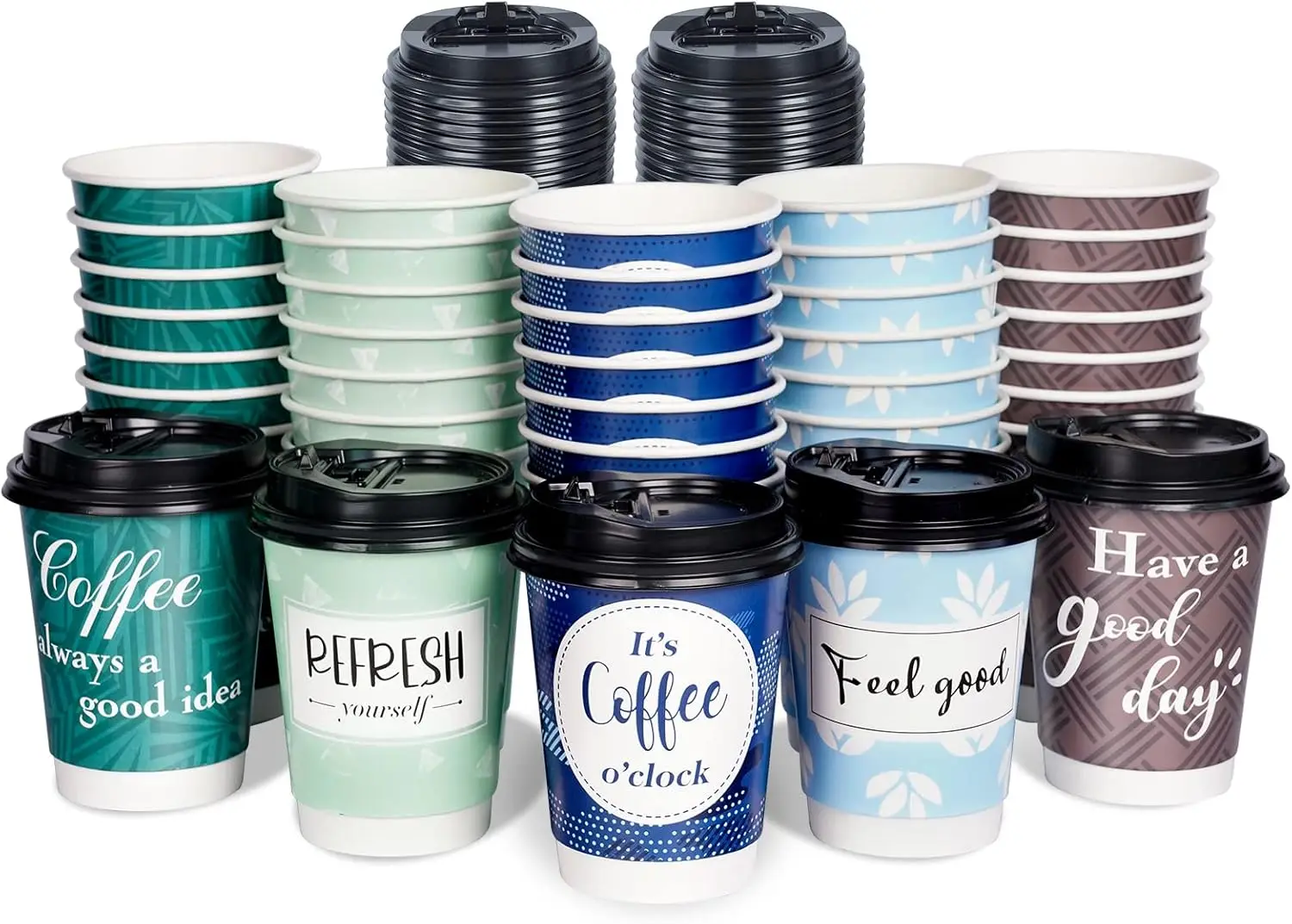 12 oz Disposable Coffee Cups with Lids, 50 Pack Double-Walled Insulated Paper Cups for Hot & Cold Drinks
12 oz Disposable Coffee Cups with Lids, 50 Pack Double-Walled Insulated Paper Cups for Hot & Cold Drinks