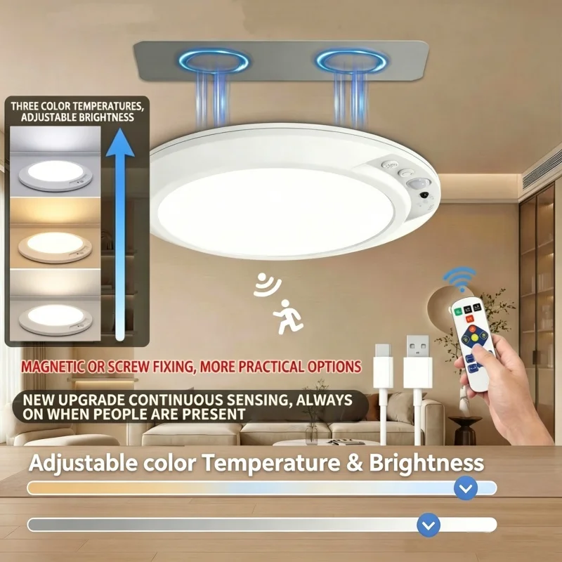 Ultra-thin Charging LED Ceiling Light Dimmable Motion Sensor Magnetic Install Night Lamp Garage Hallway Stairs Closet Lighting
Ultra-thin Charging LED Ceiling Light Dimmable Motion Sensor Magnetic Install Night Lamp Garage Hallway Stairs Closet Lighting