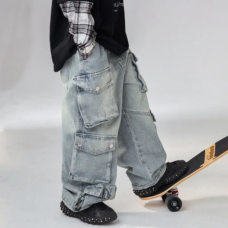 Spring Autumn Boys Jeans Loose Wide Leg Workwear Trousers for Middle And Large Children Comfortable Fit Kids Clothing
Spring Autumn Boys Jeans Loose Wide Leg Workwear Trousers for Middle And Large Children Comfortable Fit Kids Clothing