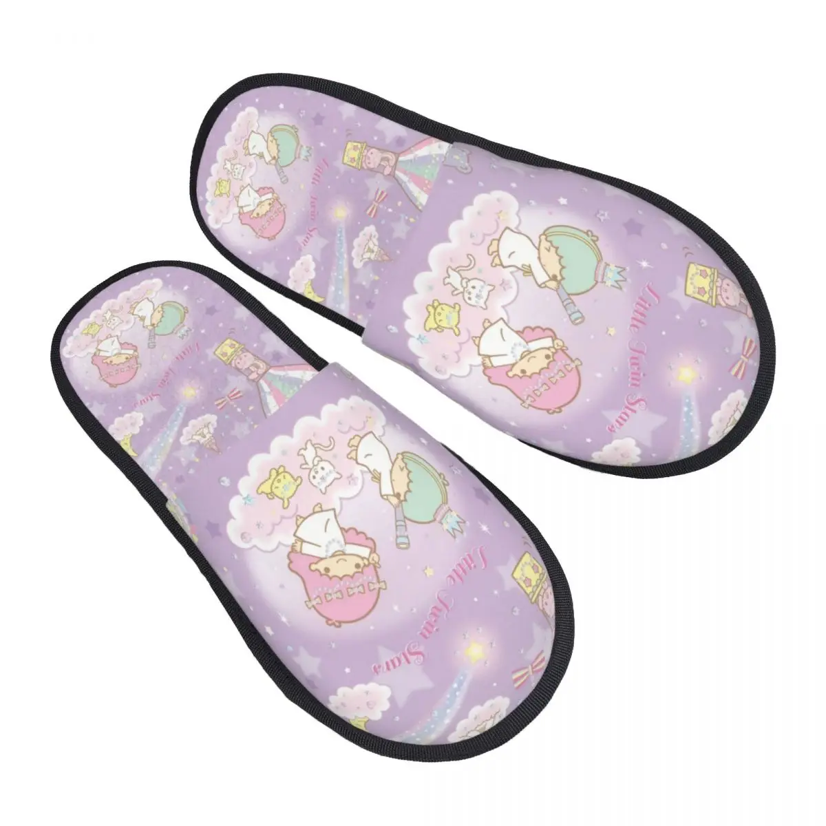 Изготовленные на заказ маленькие звезды Sanrio с героями мультфильмов Кики Лала, гостевые тапочки для спальни, женские домашние тапочки 
Изготовленные на заказ маленькие звезды Sanrio с героями мультфильмов Кики Лала, гостевые тапочки для спальни, женские домашние тапочки