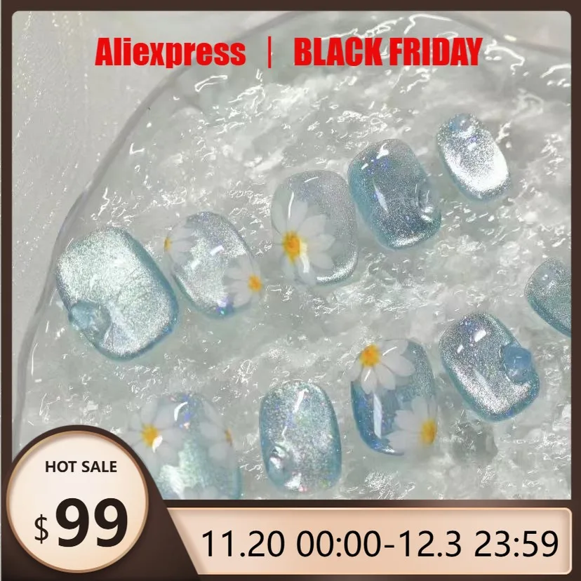 10pcs Handmade Press on Nails Summer Daisy Blue Cat Eye Full Coverage Nail Patch for Women&Girl Removable Wearable Nail Art
10pcs Handmade Press on Nails Summer Daisy Blue Cat Eye Full Coverage Nail Patch for Women&Girl Removable Wearable Nail Art