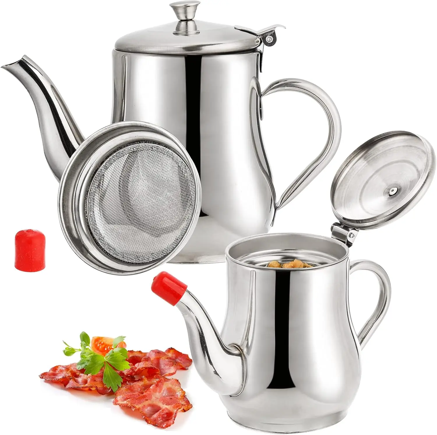 2 Pack Bacon Grease Container with Mesh Strainer, 27oz 22oz Stainless Steel Oil Storage Pot for Storing Frying Oil
2 Pack Bacon Grease Container with Mesh Strainer, 27oz 22oz Stainless Steel Oil Storage Pot for Storing Frying Oil