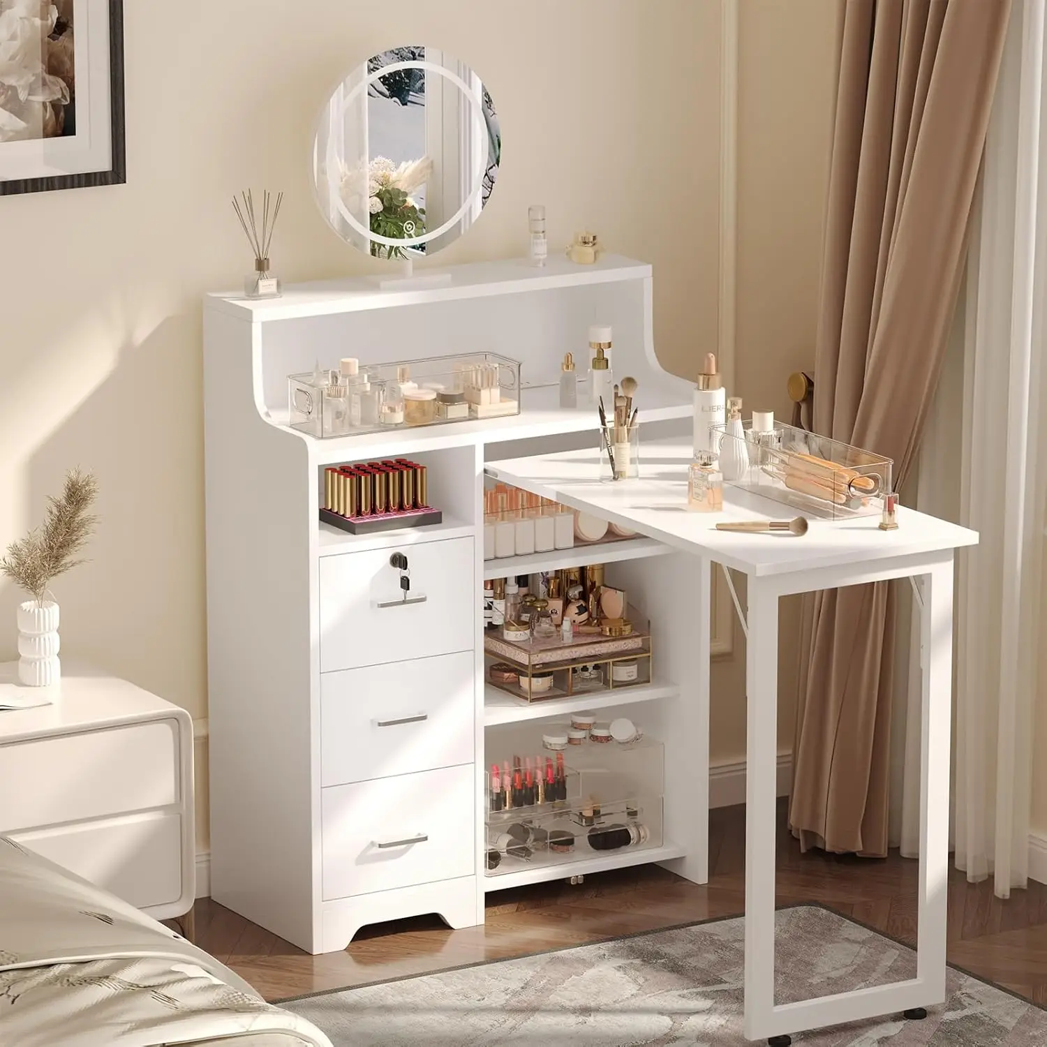Foldable Nail Desk for Nail Tech, Portable Manicure Table, L Shape Nail Table with Power Outlets & Lockable Drawer, Customized
Foldable Nail Desk for Nail Tech, Portable Manicure Table, L Shape Nail Table with Power Outlets & Lockable Drawer, Customized
