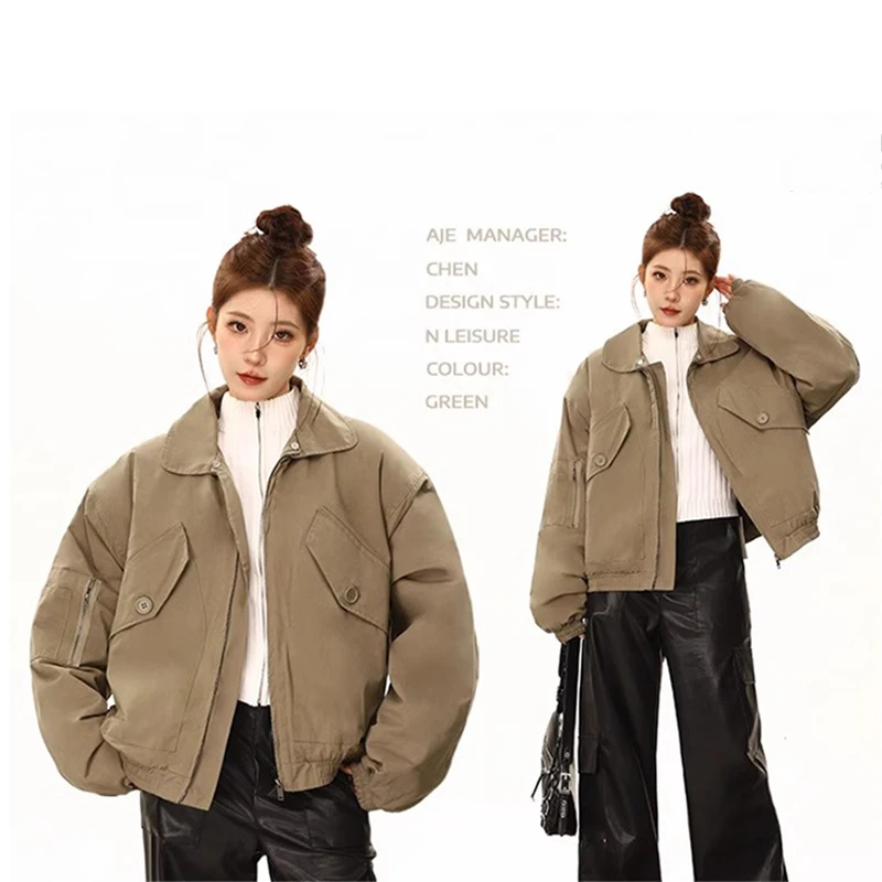 2023 Autumn Winter American Retro Fashion Jacket Women High Street Design Lapel Zipper Cotton Padded Coat Clothes
2023 Autumn Winter American Retro Fashion Jacket Women High Street Design Lapel Zipper Cotton Padded Coat Clothes